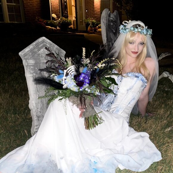 Corpse Bride Emily Custom Halloween Costume with Rib Detail Corset XS/S - Picture 6 of 8